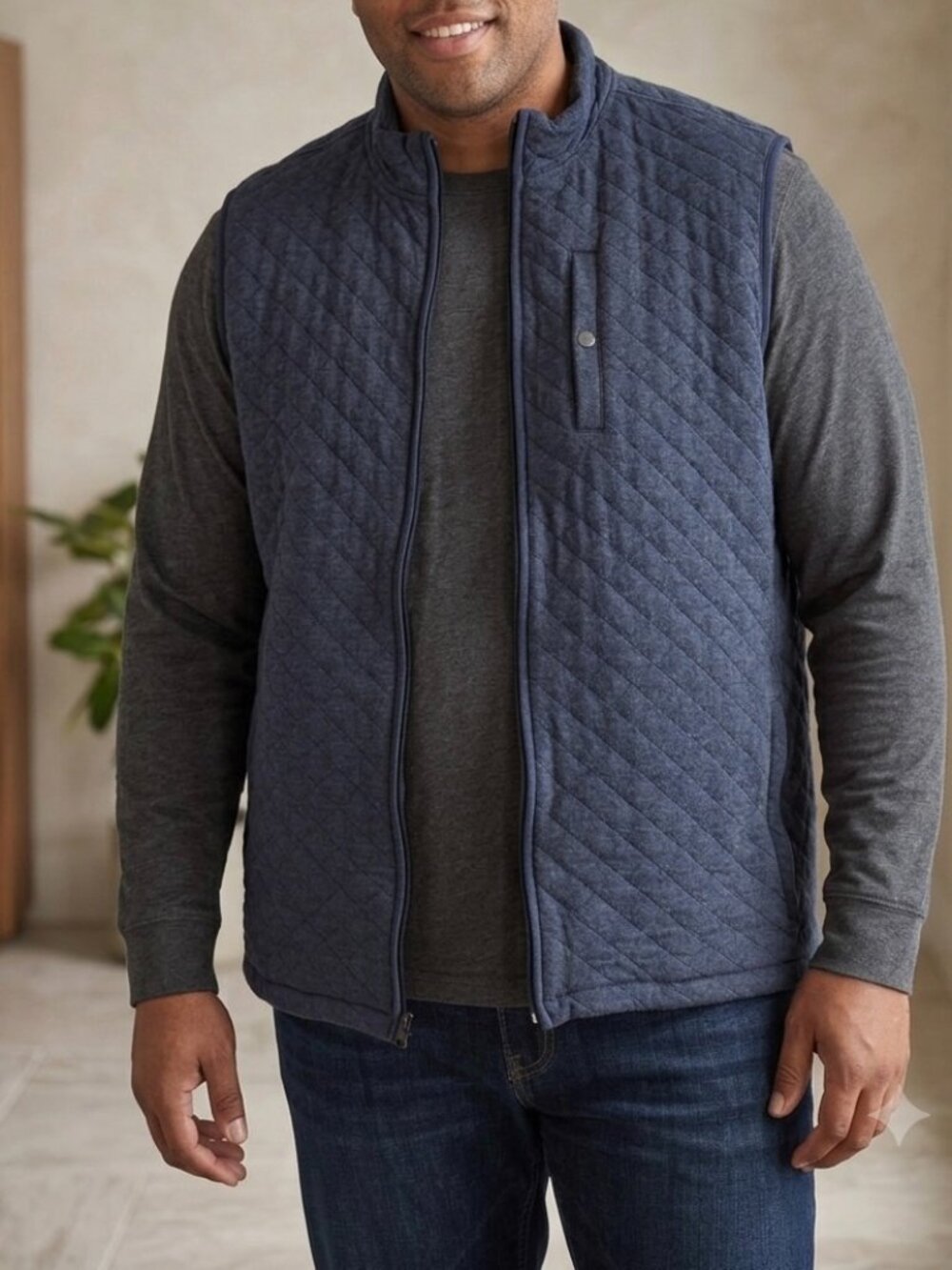 Faherty Mens Navy Epic Quilted Fleece Vest Jacket Sz 3XLT Equestrian Outdoors
